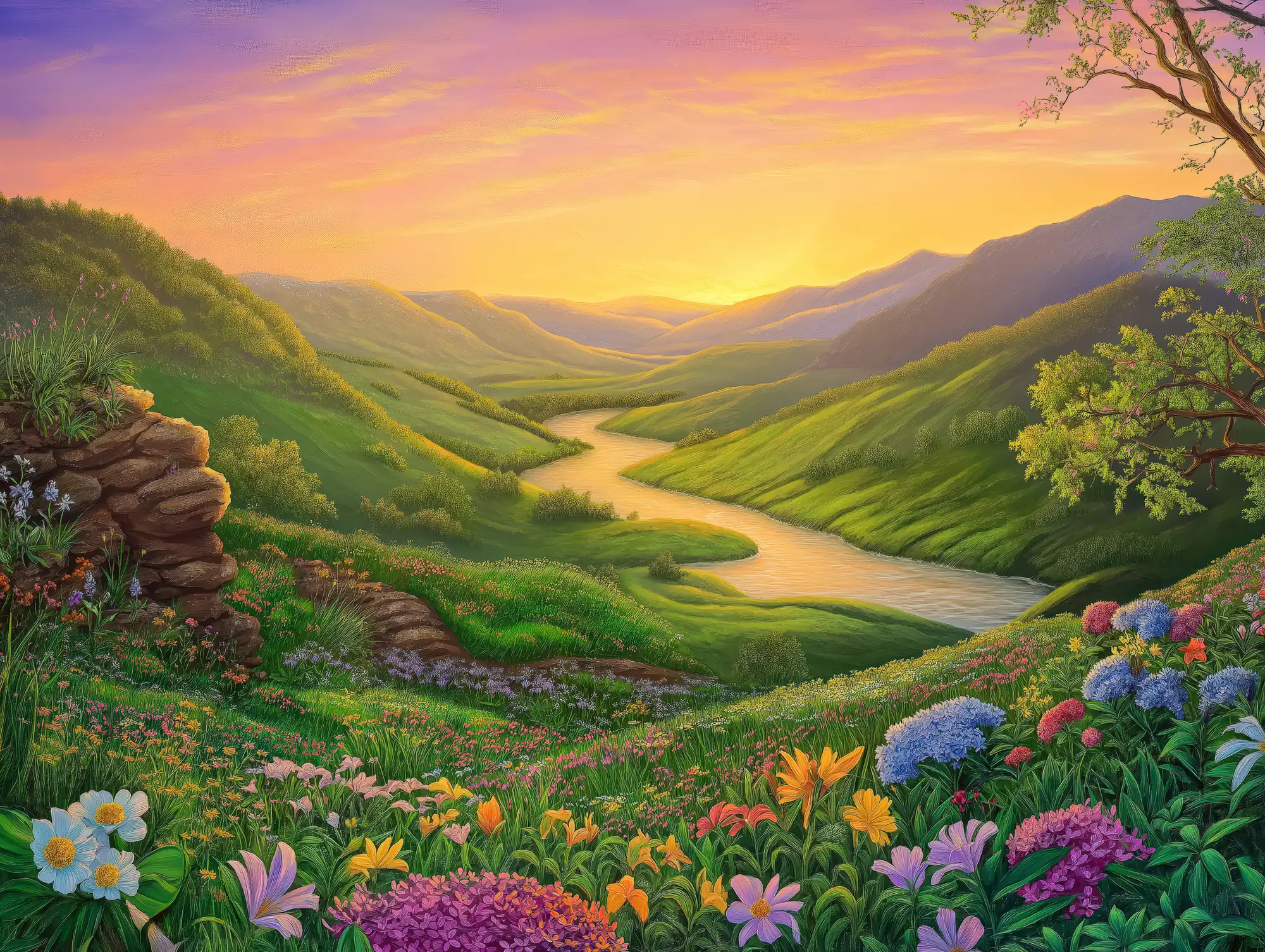 נוף קסום בשקיעה