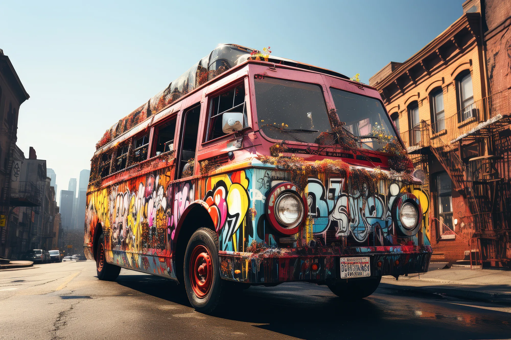 אוטובוס גרפיטי צבעוני