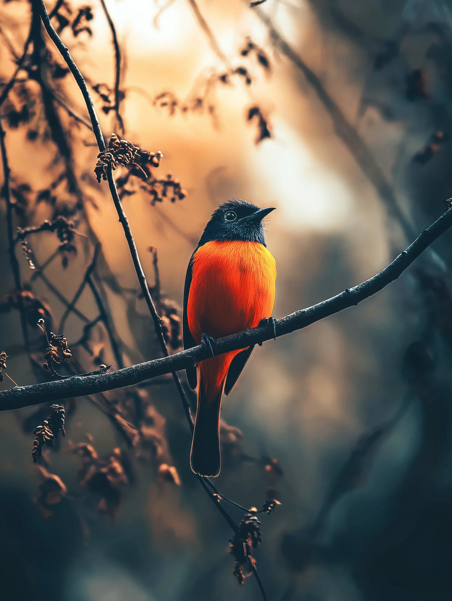 ציפור בין ענפי העץ